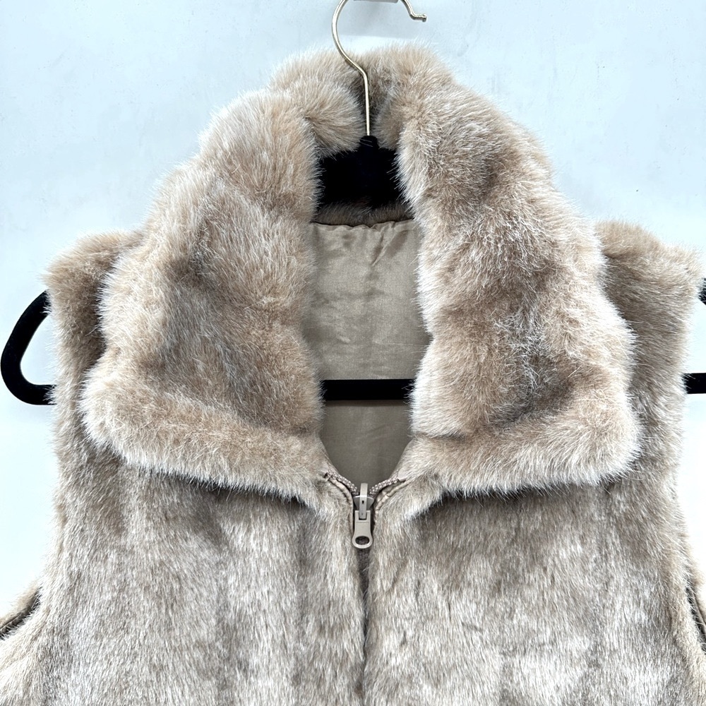 Y2K FAUX FUR M Zip bohemian neutral shabby chic woman no brand trending vest - Picture 4 of 10